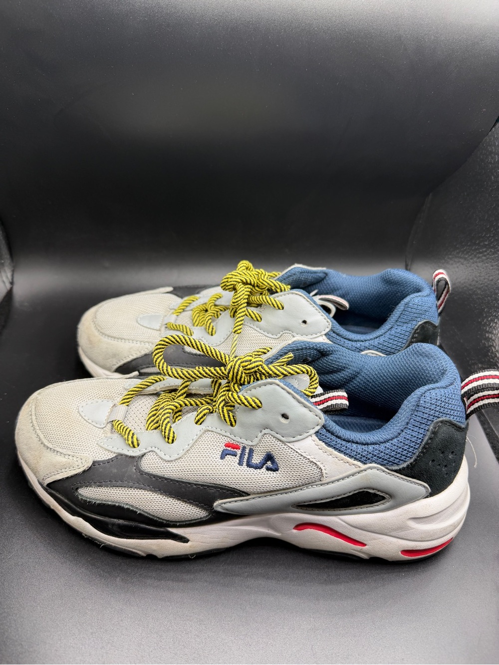 Fila women’s White, Blue & Yellow Lace Sneakers